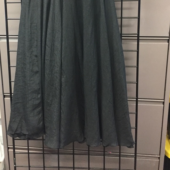 Black Linen  blend  long skirt - Picture 3 of 5